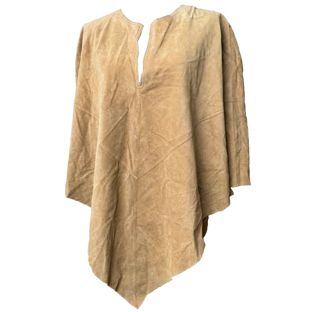 Bernardo Leather Suede Poncho Cigar Color Washable Western Cowgirl Boho Native